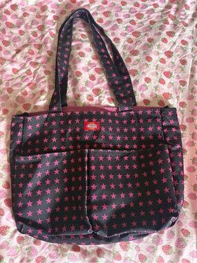 Dickies Black Tote with Hot Pink Star Print